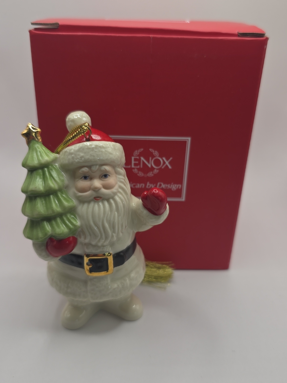 Lenox White and Red Santa Tree Holiday Ornament